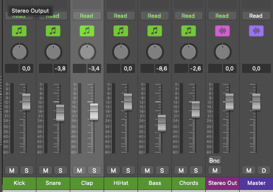 Logic Pro faders